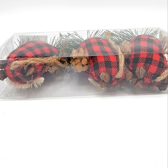 New Flannel Owls 3 Piece Christmas Ornaments 4" H - Picture 2 of 3